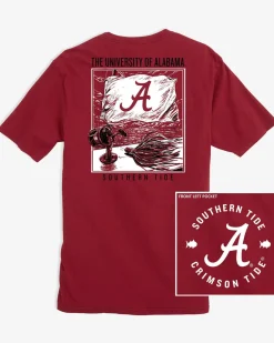 Southern Tide Alabama Tide Fishing Flag T-Shirt Crimson Sale