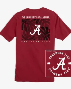 Southern Tide Alabama Tide Halftone Monstera T-Shirt Crimson Flash Sale