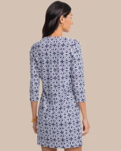 Southern Tide Alicia Painted Geo Performance Dress Nautical Navy Cheap