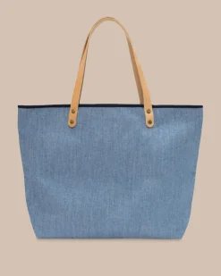 Southern Tide All Day Denim Tote Navy Sale