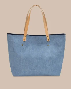 Southern Tide All Day Denim Tote Navy Sale