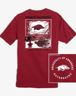 Southern Tide Arkansas Razorbacks Fishing Flag T-Shirt Crimson Online