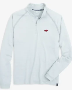 Southern Tide Arkansas Razorbacks Scuttle Heather Quarter Zip Heather Slate Grey Shop