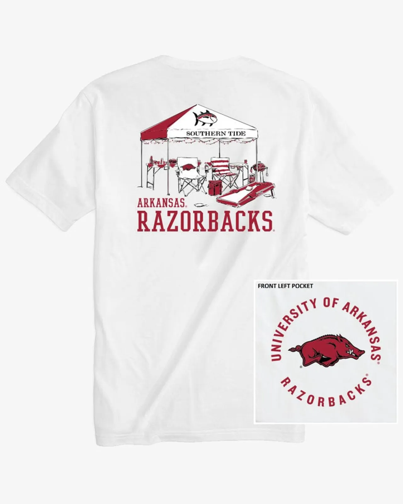 Southern Tide Arkansas Razorbacks Tailgate Time T-Shirt Classic White Flash Sale