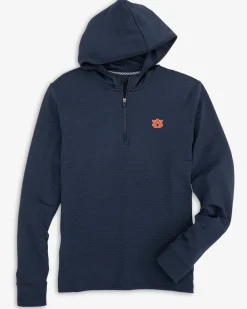 Southern Tide Auburn Tigers Scuttle Heather Quarter Zip Hoodie Heather True Navy Store
