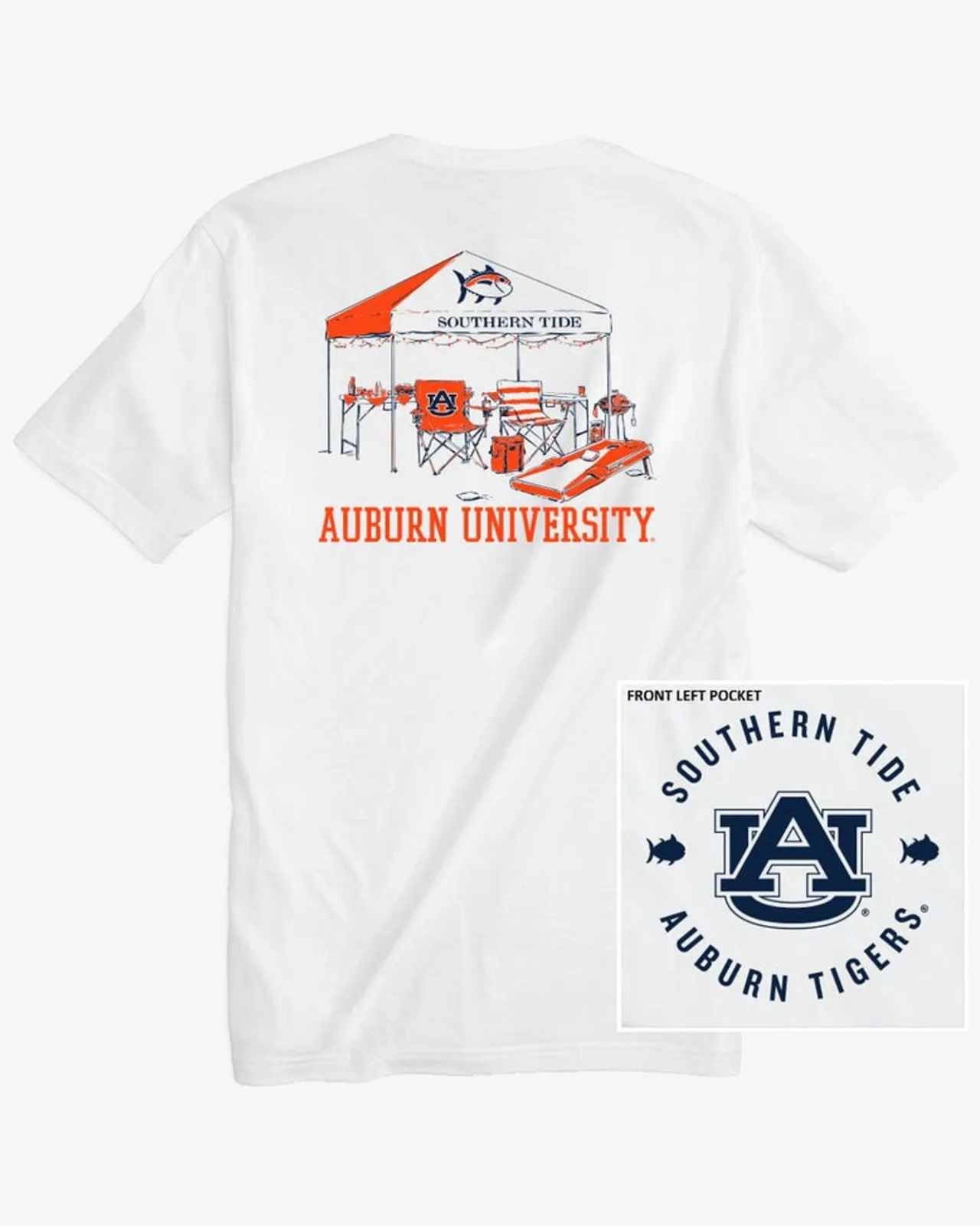 Southern Tide Auburn Tigers Tailgate Time T-Shirt Classic White Store