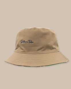 Southern Tide Beach Blooms Reversible Bucket Hat Khaki Sale