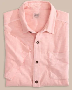 Southern Tide Beachcast Solid Knit Short Sleeve Sport Shirt Pale Rosette Pink Hot