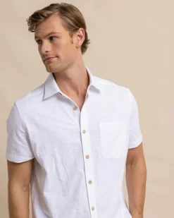 Southern Tide Beachcast Solid Knit Short Sleeve Sport Shirt Classic White Best Sale