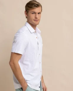 Southern Tide Beachcast Solid Knit Short Sleeve Sport Shirt Classic White Best Sale