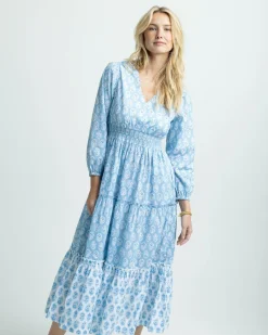 Southern Tide Blaire Garden Variety Printed Maxi Dress Clearwater Blue Hot