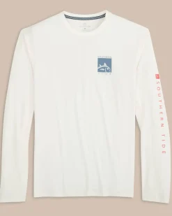 Southern Tide Boxed Chest Performance Long Sleeve T-Shirt Sand White Cheap