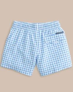 Southern Tide Boys Baldwin Gingham Printed Swim Trunk Ocean Channel Flash Sale
