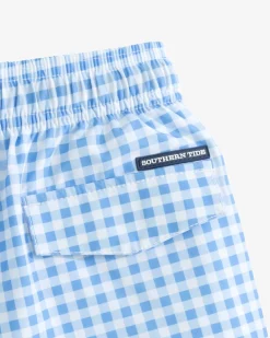 Southern Tide Boys Baldwin Gingham Printed Swim Trunk Ocean Channel Flash Sale
