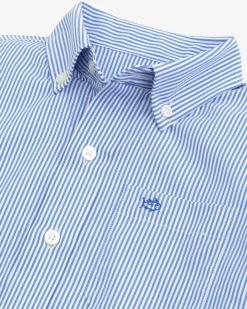 Southern Tide Boys Bengal Stripe Intercoastal Sport Shirt Cobalt Blue Sale