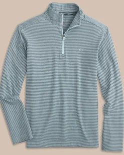 Southern Tide Boys Cruiser Heather Micro-Stripe Quarter Zip Pullover Fashion