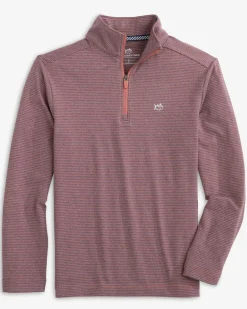 Southern Tide Boys Cruiser Heather Micro-Stripe Quarter Zip Pullover Fashion