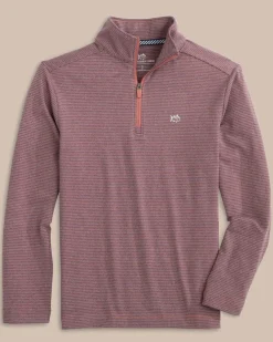 Southern Tide Boys Cruiser Heather Micro-Stripe Quarter Zip Pullover Fashion