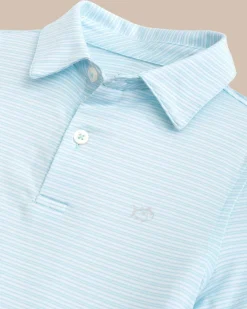Southern Tide Boys Driver Camden Stripe Performance Polo Dream Blue Online