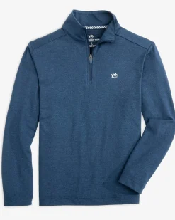 Southern Tide Boys Heather Cruiser Quarter Zip Heather Dress Blue Flash Sale