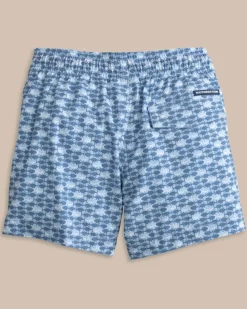 Southern Tide Boys Heather Skipping Jacks Swim Trunk Heather Clearwater Blue Sale