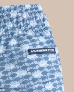 Southern Tide Boys Heather Skipping Jacks Swim Trunk Heather Clearwater Blue Sale