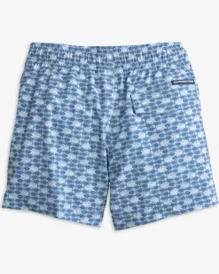 Southern Tide Boys Heather Skipping Jacks Swim Trunk Heather Clearwater Blue Sale