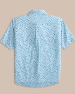 Southern Tide Boys Intercoastal Forget A-Boat It Short Sleeve Sport Shirt Clearwater Blue Hot