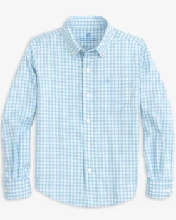 Southern Tide Boys Long Sleeve Hartwell Plaid Sport Shirt Rain Water Fashion
