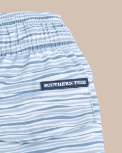 Southern Tide Boys Ocean Water Stripe Swim Trunk Subdued Blue Cheap