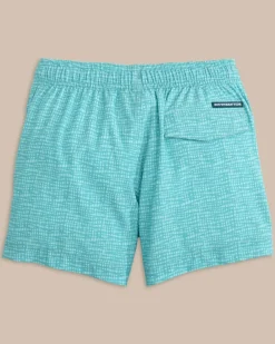 Southern Tide Boys Painted Check Swim Trunk Wake Blue Cheap