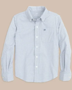 Southern Tide Boys Rosemont Tattersall Intercoastal Sport Shirt Seven Seas Blue Store