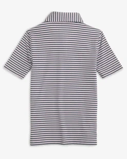 Southern Tide Boys Ryder Heather Marin Stripe Performance Polo Shirt Cheap