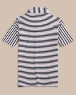 Southern Tide Boys Ryder Heather Marin Stripe Performance Polo Shirt Cheap