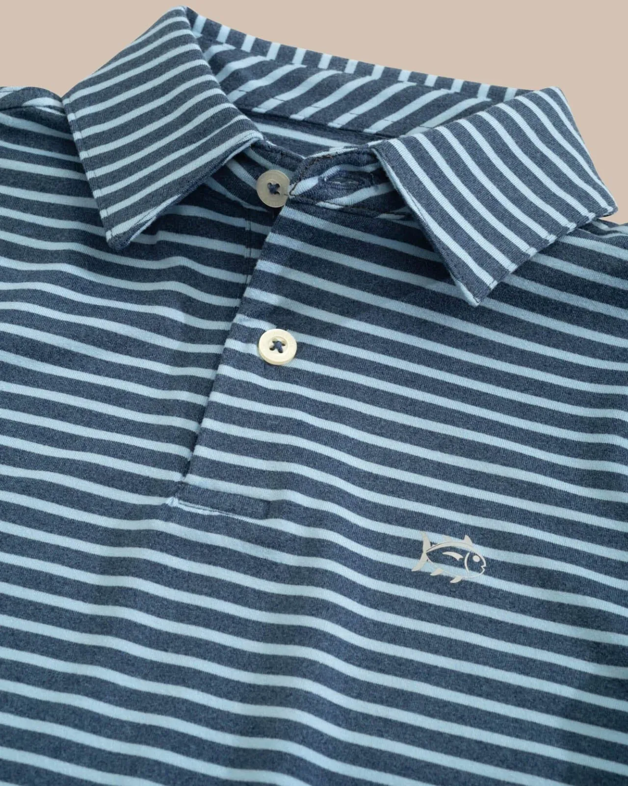 Southern Tide Boys Ryder Heather Marin Stripe Performance Polo Shirt Cheap