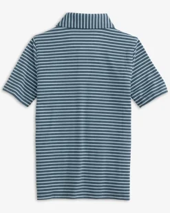 Southern Tide Boys Ryder Heather Marin Stripe Performance Polo Shirt Cheap