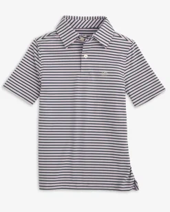 Southern Tide Boys Ryder Heather Marin Stripe Performance Polo Shirt Cheap