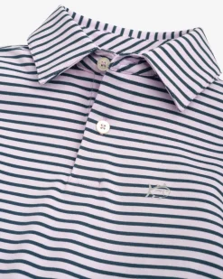Southern Tide Boys Ryder Heather Marin Stripe Performance Polo Shirt Cheap