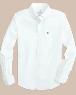 Southern Tide Boys Solid Intercoastal Button Down Shirt Classic White Hot