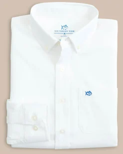 Southern Tide Boys Solid Intercoastal Button Down Shirt Classic White Hot