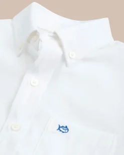 Southern Tide Boys Solid Intercoastal Button Down Shirt Classic White Hot