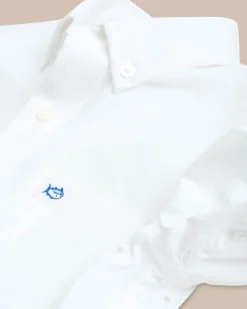 Southern Tide Boys Solid Intercoastal Button Down Shirt Classic White Hot