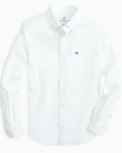 Southern Tide Boys Solid Intercoastal Button Down Shirt Classic White Hot