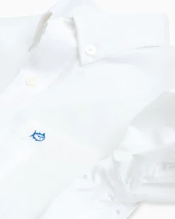 Southern Tide Boys Solid Intercoastal Button Down Shirt Classic White Hot