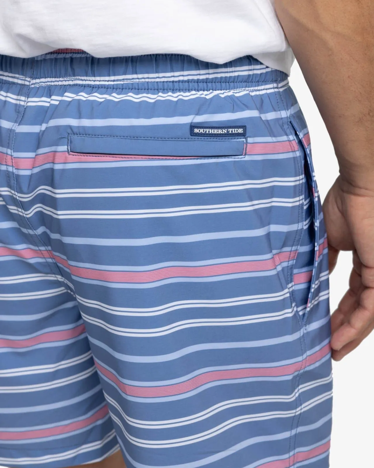 Southern Tide Breton Stripe Swim Trunk Coronet Blue Cheap