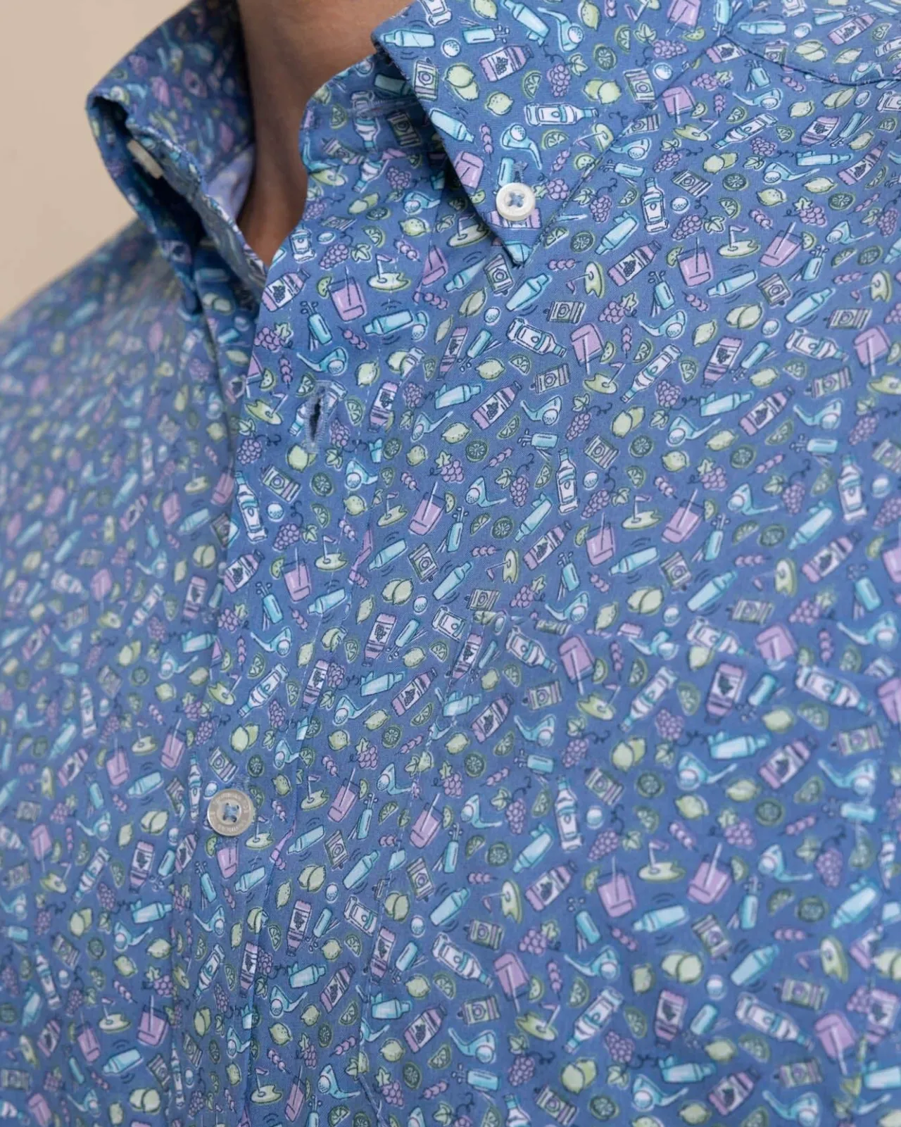 Southern Tide Brrr° Intercoastal Dazed And Transfused Short Sleeve Sport Shirt Coronet Blue Cheap