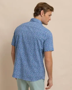 Southern Tide Brrr° Intercoastal Dazed And Transfused Short Sleeve Sport Shirt Coronet Blue Cheap