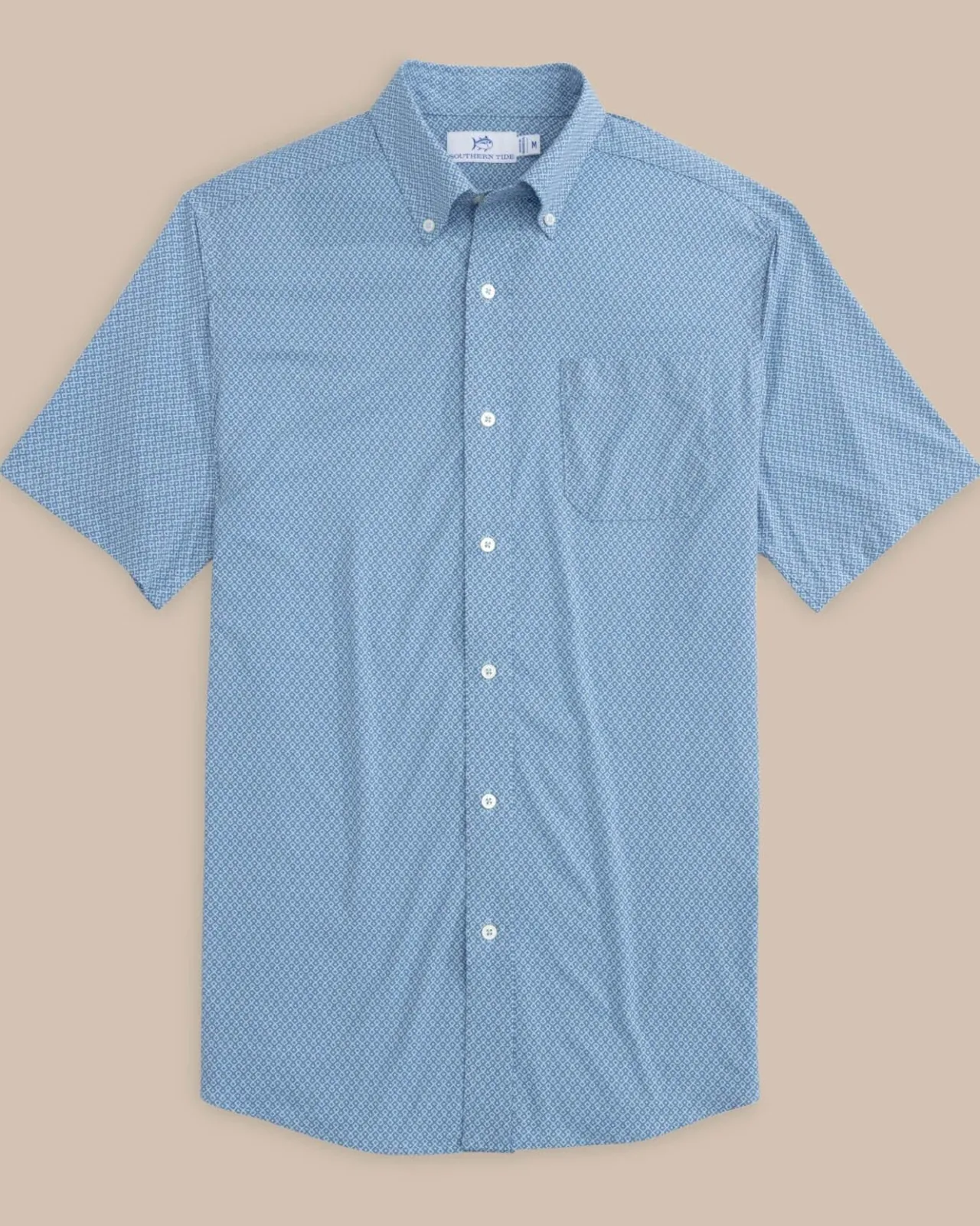 Southern Tide Brrr° Intercoastal Retro Geo Short Sleeve Sport Shirt Coronet Blue Online