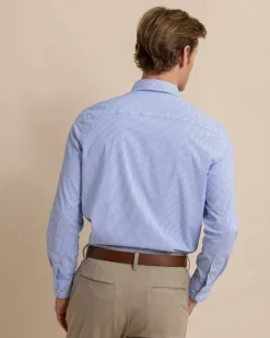 Southern Tide Charleston Granby Stripe Long Sleeve Sport Shirt Cobalt Blue Cheap