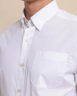 Southern Tide Charleston Overbrook Solid Long Sleeve Sport Shirt Classic White Hot
